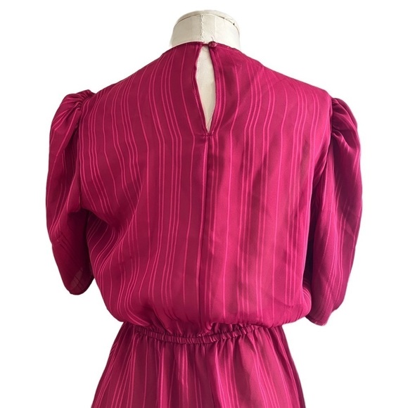Enchanted Vintage 1970s Magenta Striped Dress – Deadstock with Tags (Ohrbach’s) - Picture 6 of 10